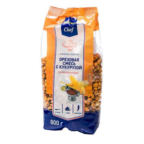 Смесь ореховая с кукурузой со вкусом барбекю жареная соленая Chef 800 г в Газпром