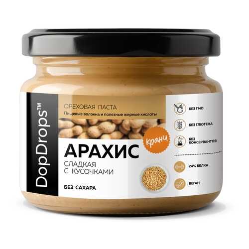 Арахисовая паста хрустящая DopDrops Кранч сладкая без сахара 250 г в Газпром