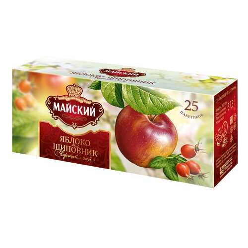 Чай черный Майский Яблоко и шиповник 25 пак в Газпром