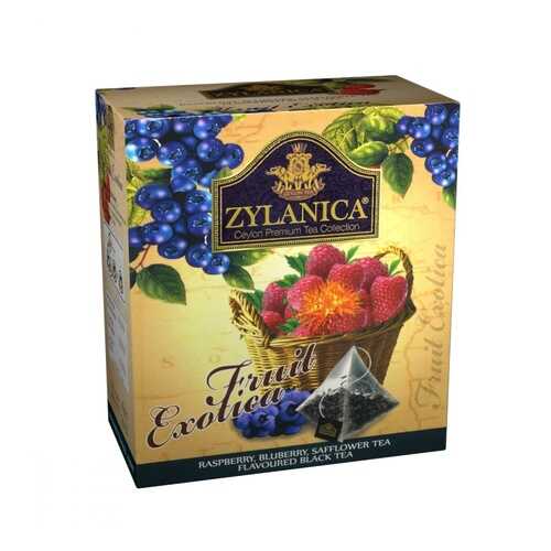 Чай Zylanica Fruit Exotica черный с малиной черникой лепестками сафлора 20 пирамидок в Газпром