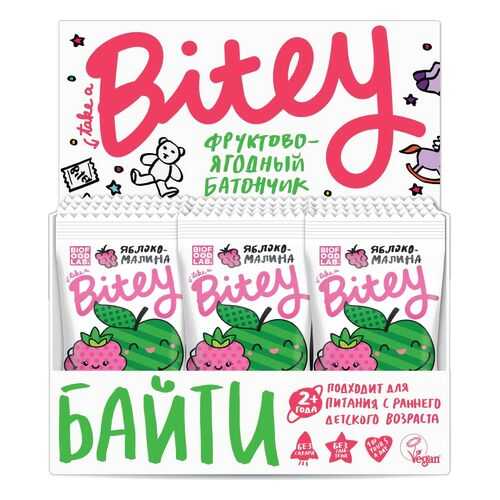 Батончик Bitey фруктово-ягодный яблоко-малина 25 г 30 штук в Газпром