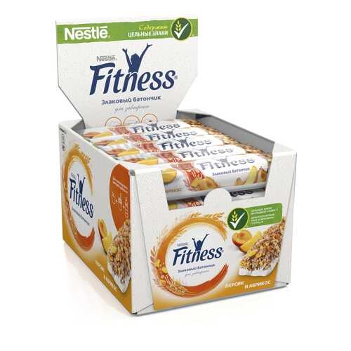 Батончик цельный злаковый Fitness персик и абрикос 16 шт по 23.5г в Газпром