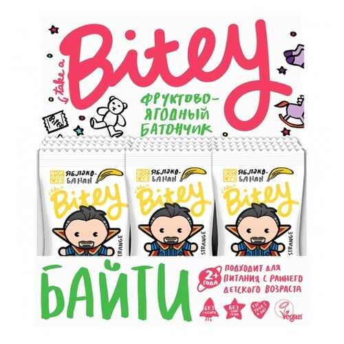 Батончик Фруктово-ягодный Bitey Яблоко-Банан 30 штук 25гр в Газпром