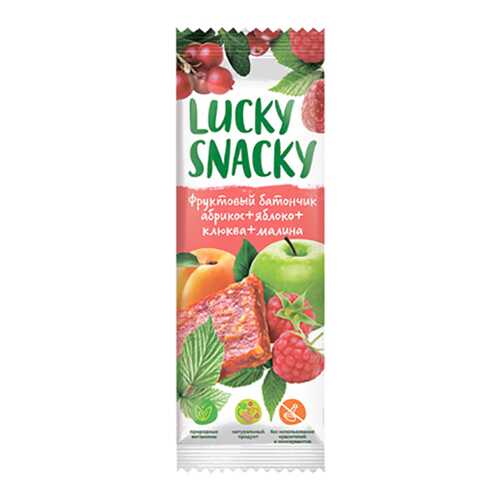 Батончик Lucky Snacky фруктовый с абрикосом яблоком клюквой и малиной в Газпром