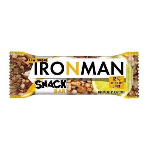 Батончик Snack Bar Ironman лимон, орехи и темная глазурь без сахара 40 г в Газпром