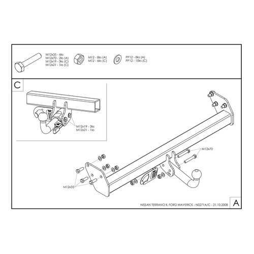 Galia Фаркоп оцинкованный Ford Maverick 1993-2000, Nissan Terrano 1993-2002 твердое крепле в Газпром