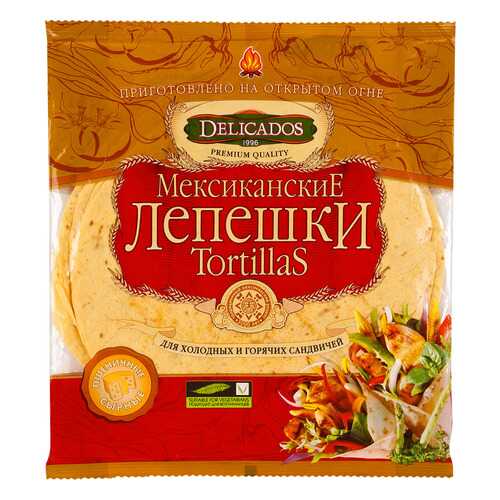 Лепешки Delicados tortillas мексиканские для сандвичей пшеничные сырные 6 штук в Газпром