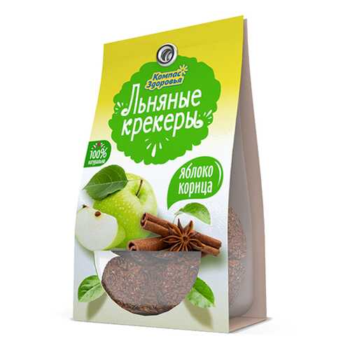Крекеры льняные с яблоком и корицей Компас здоровья 50 г в Газпром