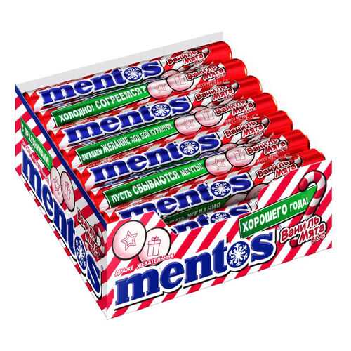 Драже Mentos ваниль, мята жевательное 21*37 г в Газпром