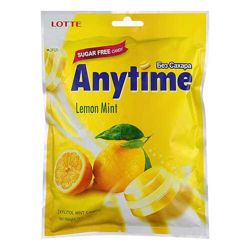 Карамель леденцовая anytime Lotte лимон и мята 74 г в Газпром