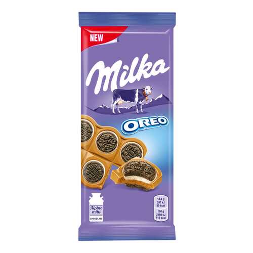 Шоколад молочный Milka печенье орео со вкусом ванили 92 г в Газпром