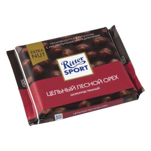 Шоколад тёмный Ritter Sport extra nut цельный лесной орех 100 г в Газпром