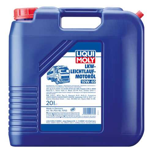 Моторное масло Liqui moly LKW-Leichtlauf-Motoroil Basic 10W-40 20л в Газпром