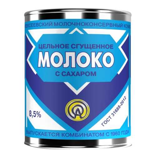 Молоко цельное сгущенное Алексеевское 8.5% с сахаром гост 380 г в Газпром