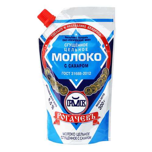 Молоко Рогачевъ сгущенное с сахаром гост 8.5% 300 г в Газпром