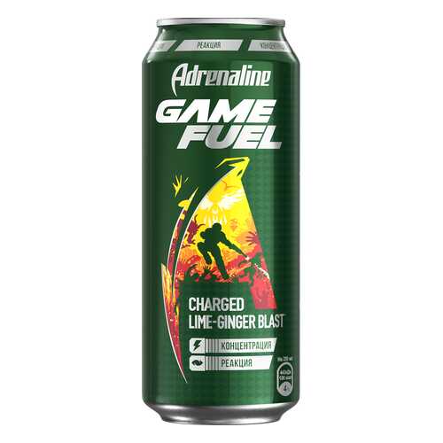 Энергетический напиток Adrenaline game fuel со вкусом имбиря и лайма ж/б 0.449 л в Газпром