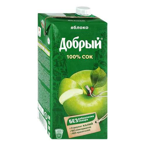 Сок ДОБРЫЙ Яблоко T-Pack 2л*2 шт в Газпром